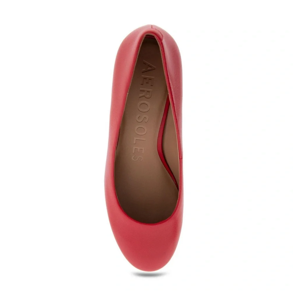 Aerosoles Ebel Dress Mid Heel Pumps- Red - Size 9W Wide Width